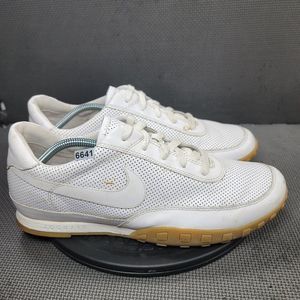 Nike Waffle Racer 3 Shoes Mens Sz 12 White Brown Leather Athletic Sneakers
